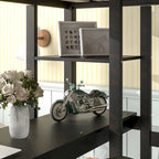 Lit mezzanine avec bureau, étagères et échelle, 1 personne - Blanc / Espresso / Gris