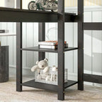 Lit mezzanine avec bureau, étagères et échelle, 1 personne - Blanc / Espresso / Gris