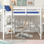 Lit mezzanine avec bureau, étagères et échelle, 1 personne - Blanc / Espresso / Gris