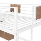 Lit mezzanine double en métal noir/blanc avec bureau et étagères, 1 personne