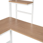 Lit mezzanine double en métal noir/blanc avec bureau et étagères, 1 personne