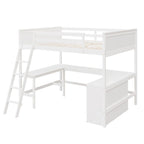 Lit mezzanine pleine grandeur avec bureau et étagères, Expresso/Blanc/Gris, 1 personne