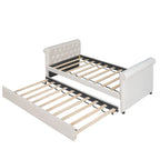 Lit de repos simple rembourré beige/gris avec tiroirs, lattes en bois, 1 personne