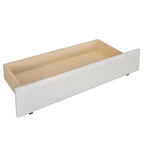 Lit de repos simple rembourré beige/gris avec tiroirs, lattes en bois, 1 personne