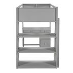 Lit mezzanine jumeau gris/marron avec bureau, étagères et échelle – Simple