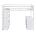 Lit mezzanine jumeau gris/marron avec bureau, étagères et échelle – Simple