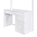 Lit mezzanine jumeau gris/marron avec bureau, étagères et échelle – Simple