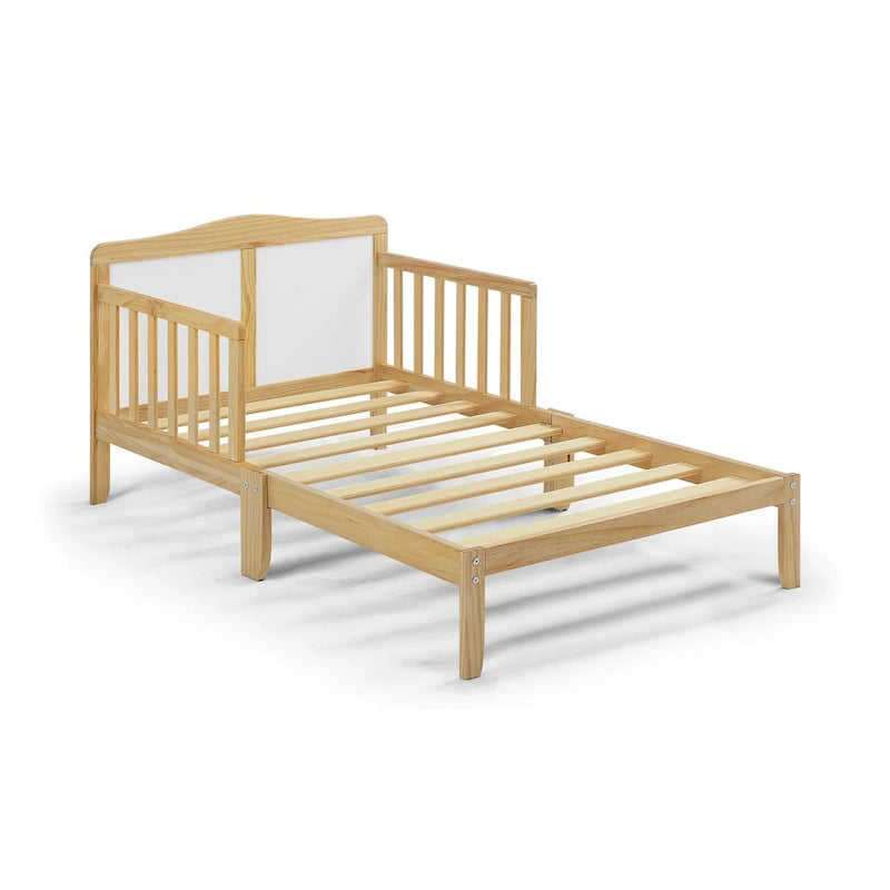 Lit pour tout-petit en bois massif avec barrières de sécurité | Gris/Blanc/Espresso/Noir/Naturel | Simple
