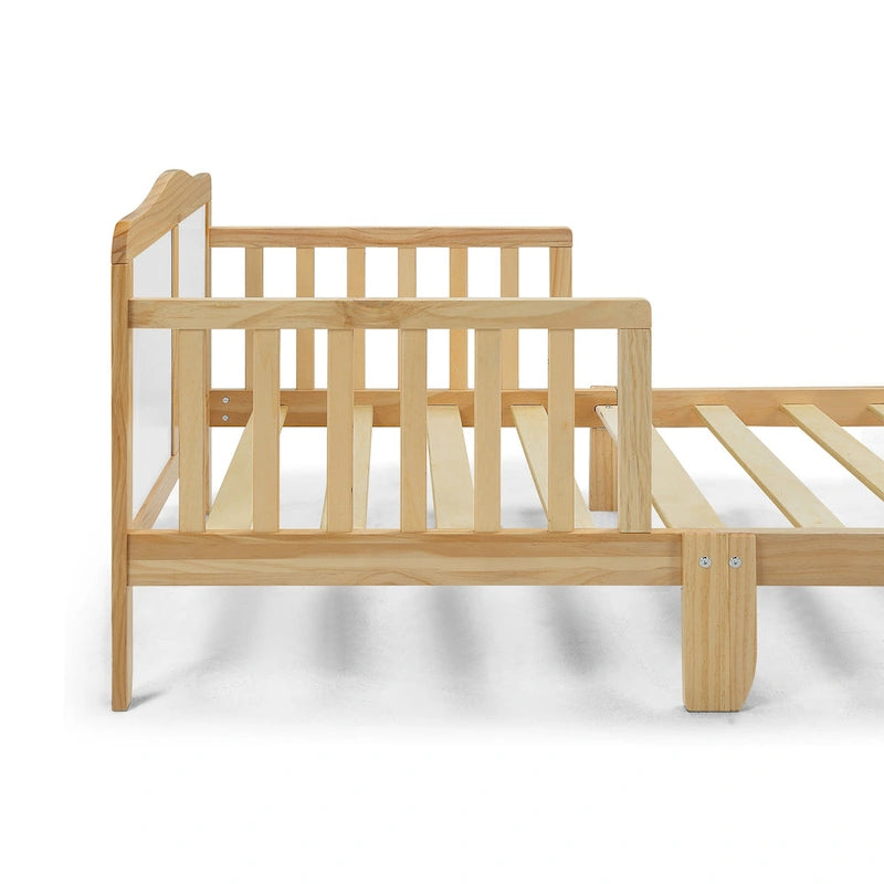 Lit pour tout-petit en bois massif avec barrières de sécurité | Gris/Blanc/Espresso/Noir/Naturel | Simple