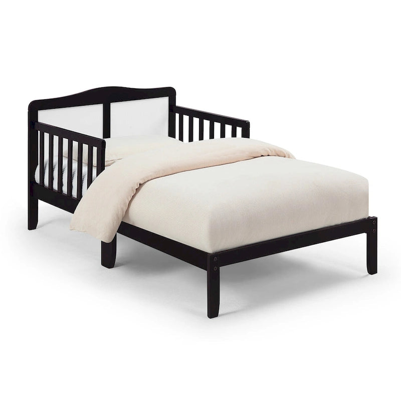 Lit pour tout-petit en bois massif avec barrières de sécurité | Gris/Blanc/Espresso/Noir/Naturel | Simple