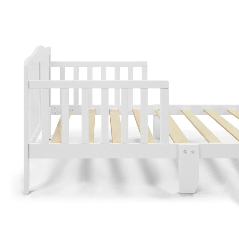 Lit pour tout-petit en bois massif avec barrières de sécurité | Gris/Blanc/Espresso/Noir/Naturel | Simple