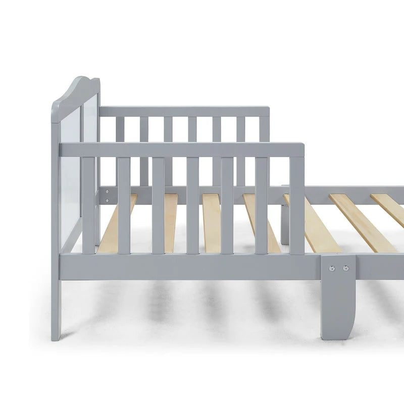 Lit pour tout-petit en bois massif avec barrières de sécurité | Gris/Blanc/Espresso/Noir/Naturel | Simple