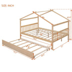 Lit de repos en forme de maison avec lit gigogne double, taille double, pour 2 personnes, blanc/noyer/naturel/gris