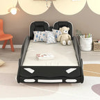 Lit plateforme en forme de voiture de course noir/blanc, jumeau, 1 personne