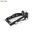 Lit plateforme en forme de voiture de course noir/blanc, jumeau, 1 personne