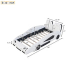 Lit plateforme en forme de voiture de course noir/blanc, jumeau, 1 personne