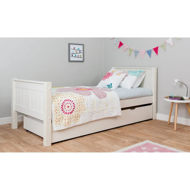 Lit simple classique blanc pour 1 personne (taille jumeau)