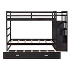 Lit superposé jumeau sur jumeau Espresso avec lit gigogne et escalier, 3 couchages