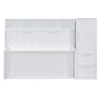 Lit mural escamotable pleine grandeur avec armoire et tiroirs, gris/blanc, enfants garçons et filles, 1 personne