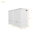 Lit escamotable mural pleine grandeur blanc/gris avec 2 tiroirs et ports USB, 1 place