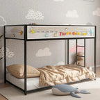 Adam Twin Twin Bunk Black with White Mesh Guard Railsuitable for bedrooms,easy assembly