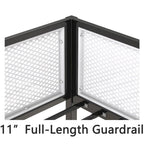 Lit superposé noir double sur double avec barrière de sécurité en maille blanche, 2 couchages