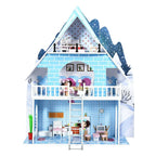 SUGIFT Wooden Dollhouse 3-Story Pretend Playset with Furniture and Doll Gift for Age 3+ Year
