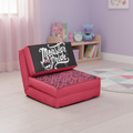 Fauteuil convertible en peluche rose et noir pour enfant – 1 place