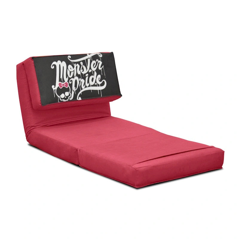 Fauteuil convertible en peluche rose et noir pour enfant – 1 place
