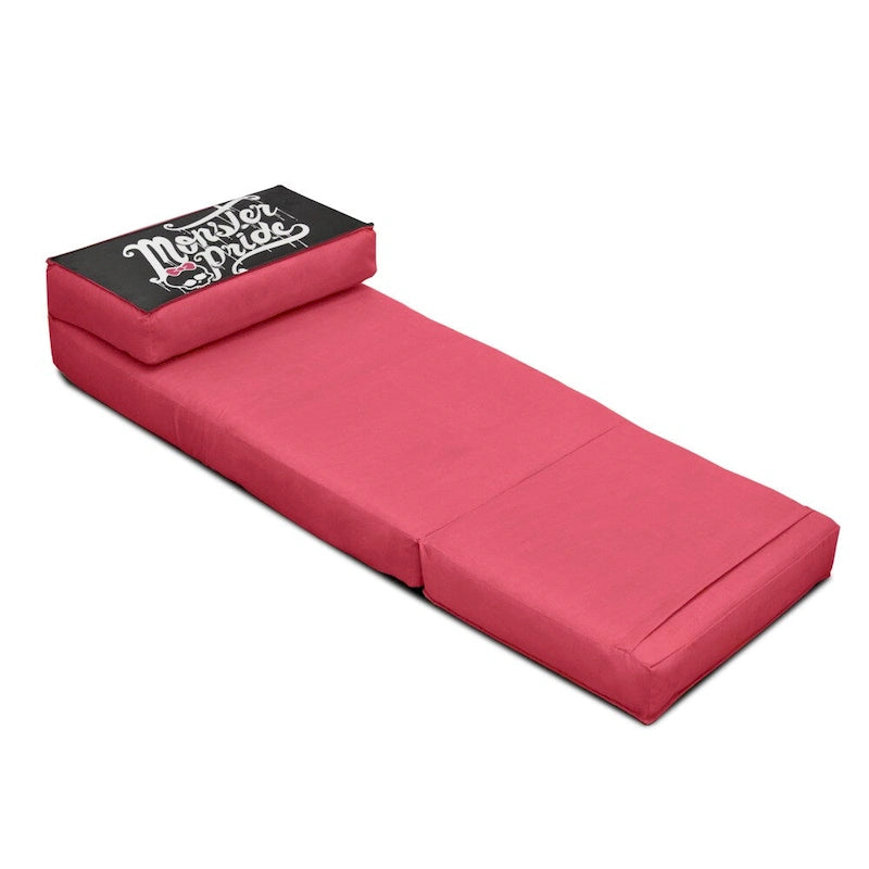 Fauteuil convertible en peluche rose et noir pour enfant – 1 place