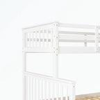 Lit superposé avec escalier espresso/vert/blanc, lits jumeaux superposés avec lit gigogne, 3 couchages