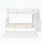 Lit superposé avec escalier espresso/vert/blanc, lits jumeaux superposés avec lit gigogne, 3 couchages