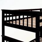 Lit superposé avec escalier espresso/vert/blanc, lits jumeaux superposés avec lit gigogne, 3 couchages