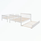 Lit superposé avec escalier espresso/vert/blanc, lits jumeaux superposés avec lit gigogne, 3 couchages
