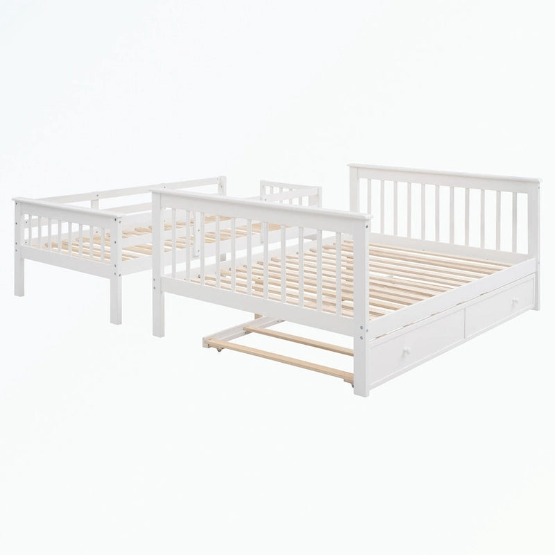 Lit superposé avec escalier espresso/vert/blanc, lits jumeaux superposés avec lit gigogne, 3 couchages