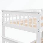 Lit superposé avec escalier espresso/vert/blanc, lits jumeaux superposés avec lit gigogne, 3 couchages