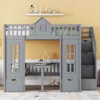 Full-Over-Full Bunk Bed with Changeable Table