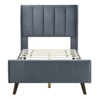 Lit plateforme jumeau en velours rose / gris / beige avec tête de lit capitonnée, 1 personne