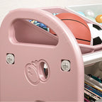 Organisateur de rangement pour jouets d'enfants à 3 niveaux, jaune/rose, avec 6 bacs