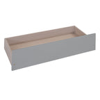 Lit plateforme pour enfants, taille standard, en forme de maison, avec 2 tiroirs, Noyer/Gris/Blanc/Naturel, pour 1 enfant