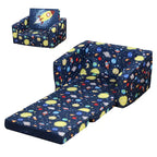 Canapé et fauteuil pour enfants convertibles, sur le thème de l'espace, rose/bleu, 2-en-1, 3-6 ans