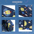 Canapé et fauteuil pour enfants convertibles, sur le thème de l'espace, rose/bleu, 2-en-1, 3-6 ans