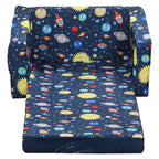 Canapé et fauteuil pour enfants convertibles, sur le thème de l'espace, rose/bleu, 2-en-1, 3-6 ans