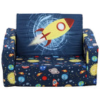 Canapé et fauteuil pour enfants convertibles, sur le thème de l'espace, rose/bleu, 2-en-1, 3-6 ans
