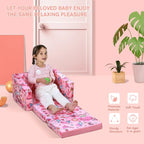 Canapé et fauteuil pour enfants convertibles, sur le thème de l'espace, rose/bleu, 2-en-1, 3-6 ans