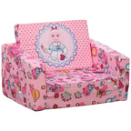 Canapé et fauteuil pour enfants convertibles, sur le thème de l'espace, rose/bleu, 2-en-1, 3-6 ans