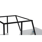 Lit jumeau en bois noir/gris en forme de voiture avec toit, roues et porte – 1 personne