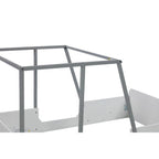 Lit jumeau en bois noir/gris en forme de voiture avec toit, roues et porte – 1 personne