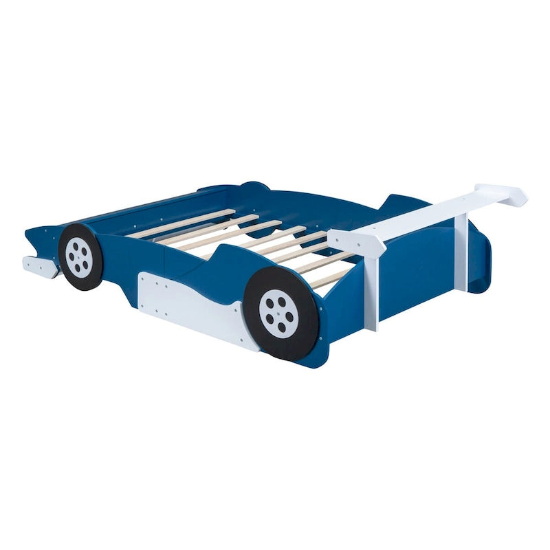 Lit plateforme voiture de course une place noir/rouge/bleu avec barrières de sécurité