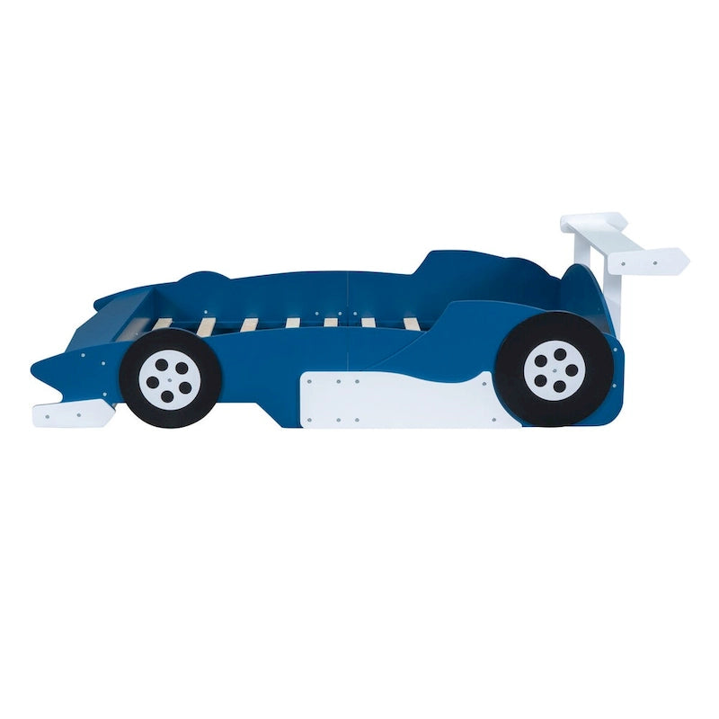 Lit plateforme voiture de course une place noir/rouge/bleu avec barrières de sécurité